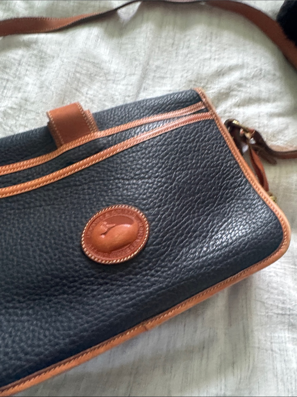 Vintage Dooney & Bourke Black with Tan Trim Pebbled purse